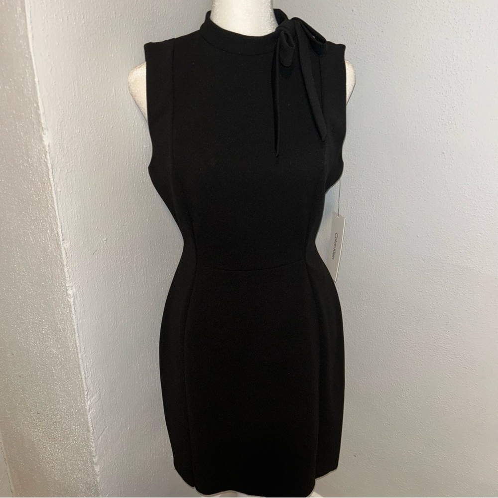 Calvin Klein Black formal cocktail Midi Dress with Bow Detail - Picture 2 of 5